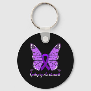 Epilepsy Awareness Butterfly Purple Ribbon Epileps Key Ring