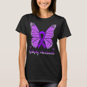 Epilepsy Awareness Butterfly Purple Ribbon Epileps T-Shirt