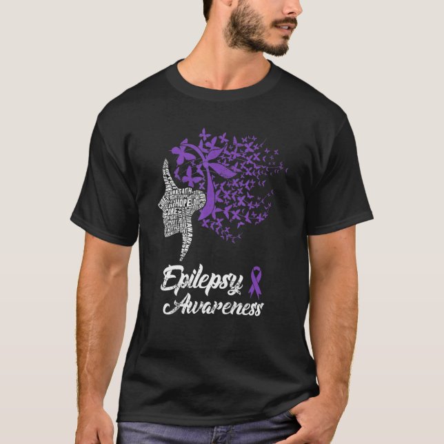 Epilepsy Awareness Butterfly Purple Ribbon Women T-Shirt (Front)