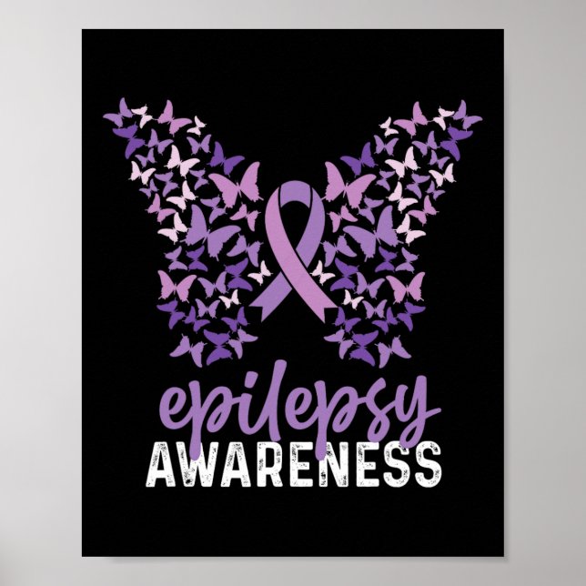 Epilepsy Awareness Butterfly Ribbon 1  Poster (Front)
