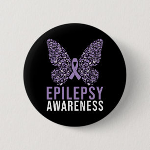 Epilepsy Awareness Butterfly Ribbon  6 Cm Round Badge