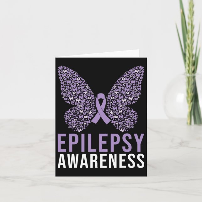 Epilepsy Awareness Butterfly Ribbon  Card (Front)