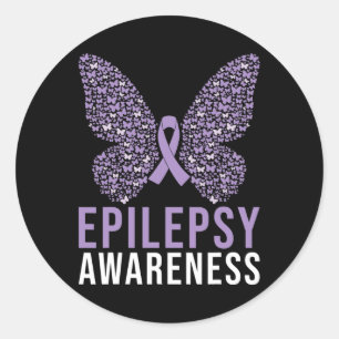 Epilepsy Awareness Butterfly Ribbon Classic Round Sticker