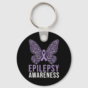 Epilepsy Awareness Butterfly Ribbon Key Ring