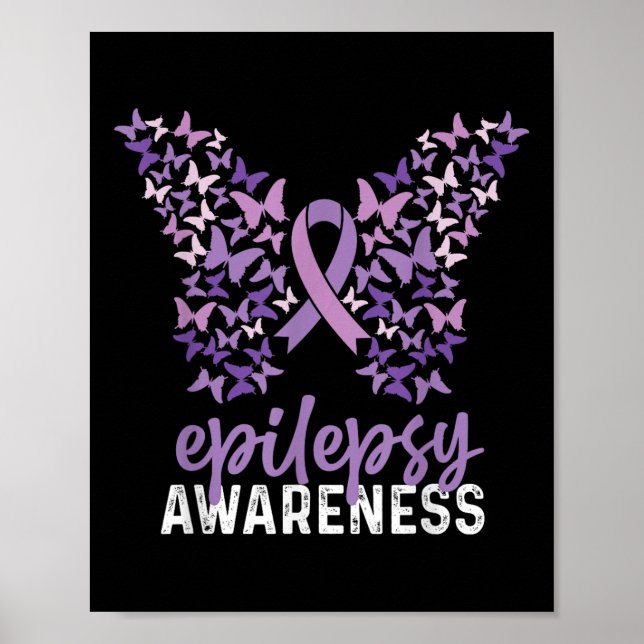 Epilepsy Awareness Butterfly Ribbon  Poster (Front)