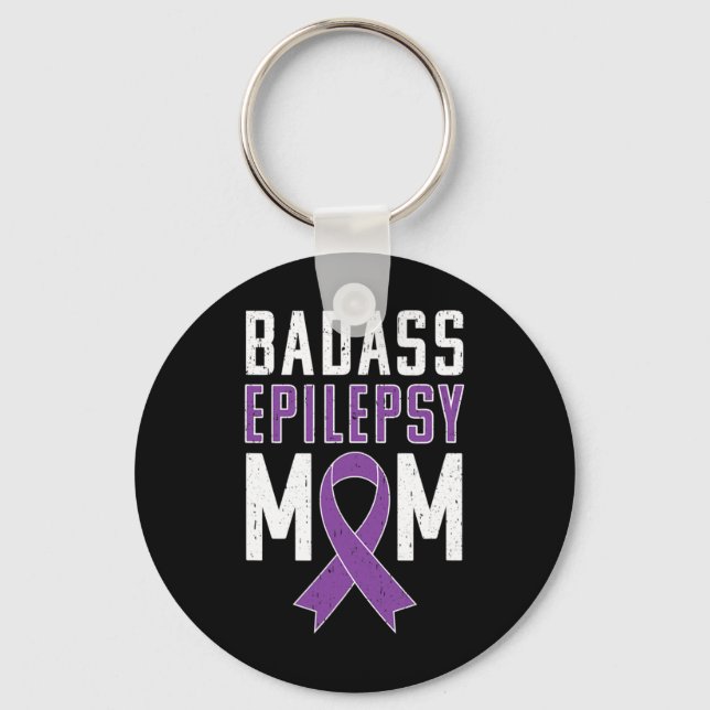 Epilepsy Awareness Byd Epilepsy Mum Purple Ribbon  Key Ring (Front)