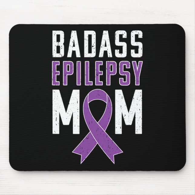 Epilepsy Awareness Byd Epilepsy Mum Purple Ribbon  Mouse Pad (Front)
