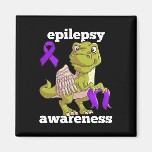 Epilepsy Awareness Cute Dinosaur T Rex Warrior Pur Magnet