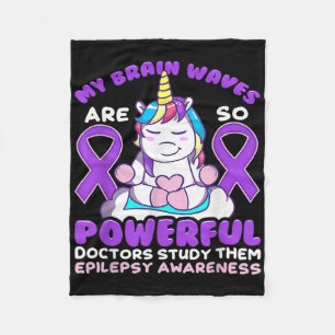 Epilepsy Awareness Cute Unicorn Purple Ribbon Fun Fleece Blanket