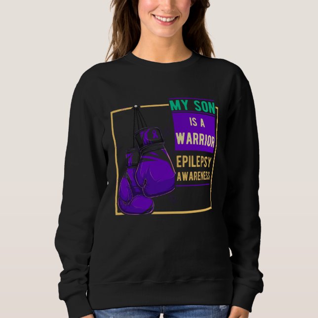Epilepsy Awareness Day Purple Ribbon Proud Mom Dad Sweatshirt (Front)