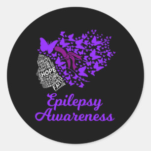 Epilepsy Awareness Day Seizure Disorder Purple Rib Classic Round Sticker