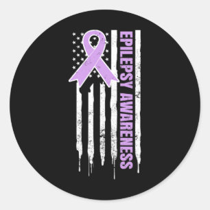 Epilepsy Awareness Design Patriotic Us American Fl Classic Round Sticker