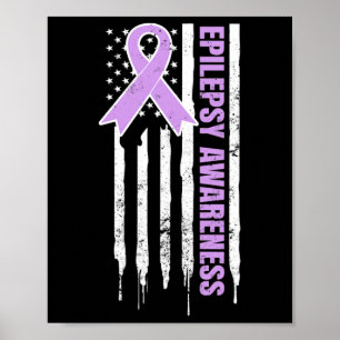 Epilepsy Awareness Design Patriotic Us American Fl Poster