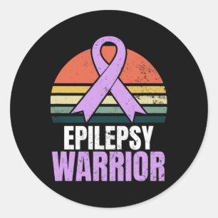Epilepsy Awareness Design Vintage Retro Sunset Gif Classic Round Sticker