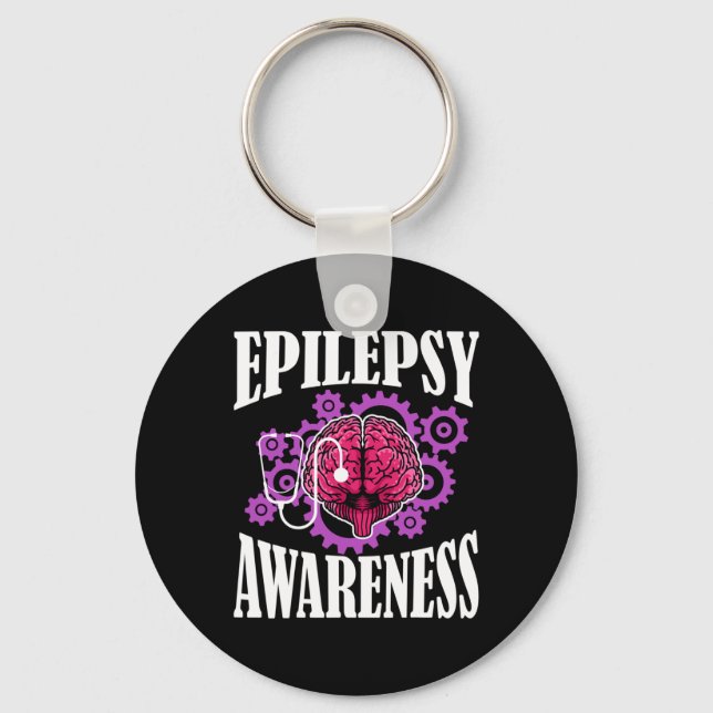 Epilepsy Awareness Diagnose Epileptic Warrior Surv Key Ring (Front)