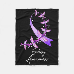 Epilepsy Awareness Dragonfly November We Wear Purp Fleece Blanket