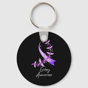 Epilepsy Awareness Dragonfly November We Wear Purp Key Ring