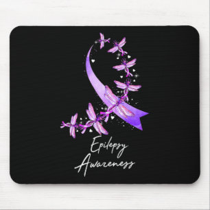 Epilepsy Awareness Dragonfly November We Wear Purp Mouse Pad