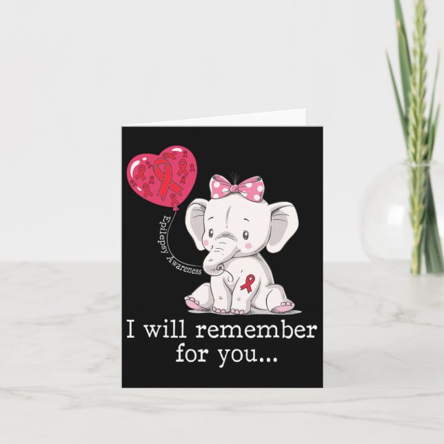 Epilepsy Awareness Elephant  Card (Front)