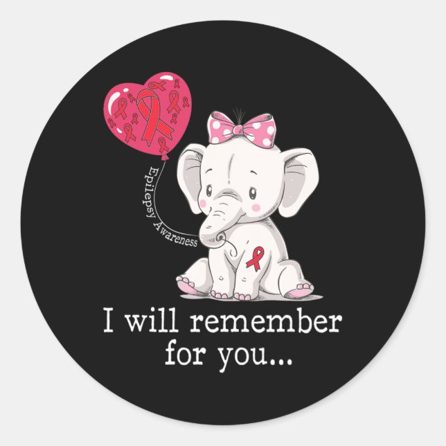 Epilepsy Awareness Elephant  Classic Round Sticker (Front)