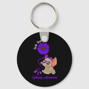 Epilepsy Awareness Elephant Faith Hope Love Sunflo Key Ring