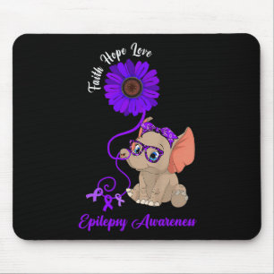 Epilepsy Awareness Elephant Faith Hope Love Sunflo Mouse Pad