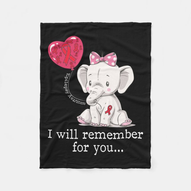 Epilepsy Awareness Elephant  Fleece Blanket (Front)