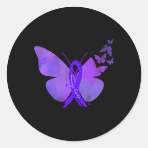 Epilepsy Awareness Epilepsy Purple Butterflies Classic Round Sticker