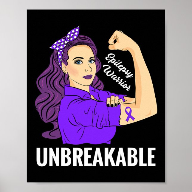 Epilepsy Awareness  Epileptic Purple Ribbon Warrio Poster (Front)