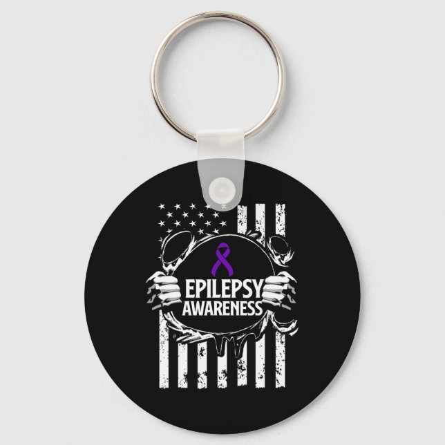 Epilepsy Awareness Epileptic Warrior Survivor 16  Key Ring (Front)
