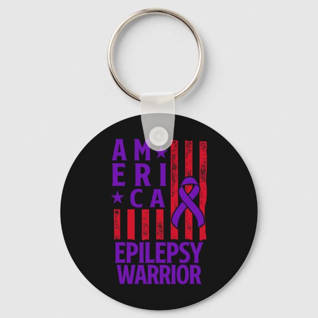 Epilepsy Awareness Epileptic Warrior Survivor 28  Key Ring (Front)