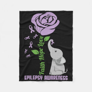 Epilepsy Awareness Faith Hope Love Flower Elephant Fleece Blanket
