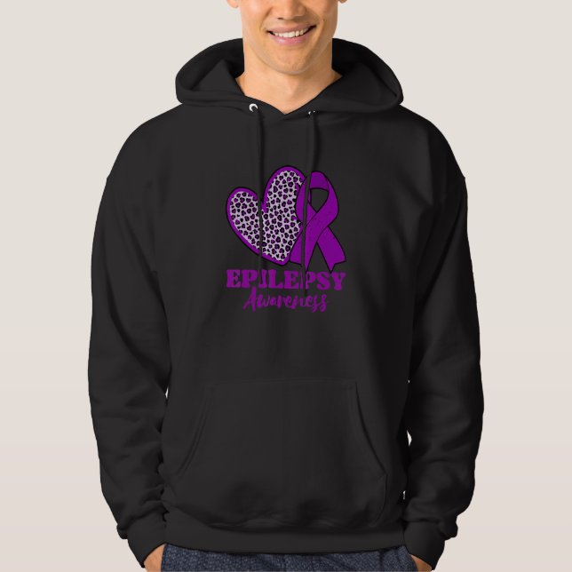 Epilepsy Awareness Heart Purple Ribbon Hoodie (Front)