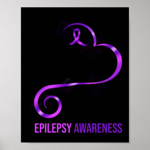 Epilepsy Awareness Heart Ribbon Poster