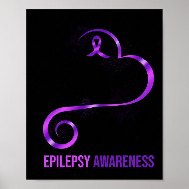 Epilepsy Awareness Heart Ribbon Poster (Front)