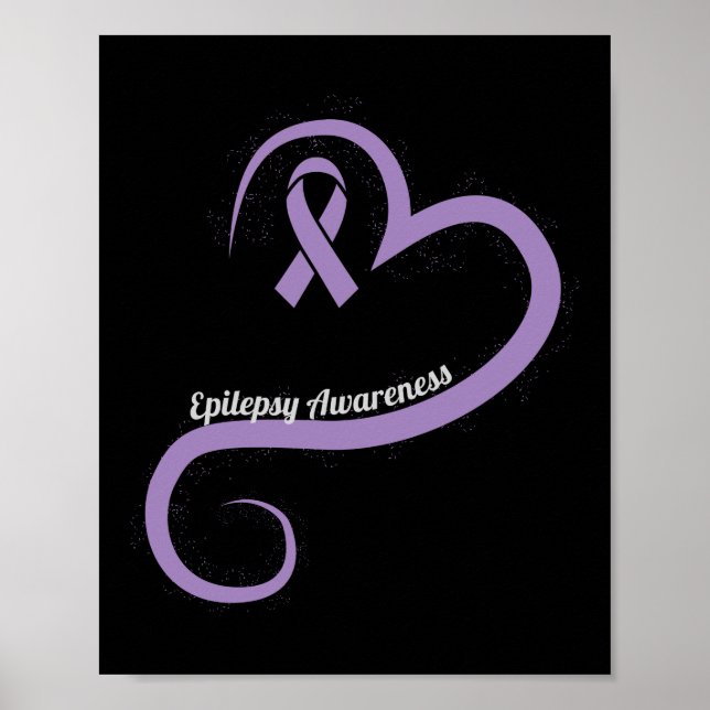 Epilepsy Awareness Heart Ribbon Poster (Front)