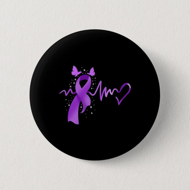 Epilepsy Awareness Heartbeat  6 Cm Round Badge (Front)