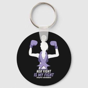 Epilepsy Awareness Her Fight Is My Fight Ribbon Bo Key Ring