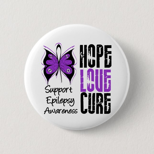 Epilepsy Awareness Hope Love Cure 6 Cm Round Badge (Front)