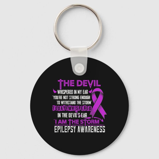 Epilepsy Awareness I Am The Storm Devil  Key Ring (Front)