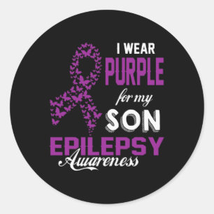Epilepsy Awareness I Wear Purple For My Son Family Classic Round Sticker