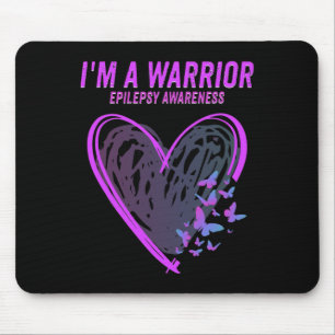 Epilepsy Awareness I'm A Warrior Heart Butterfly 1 Mouse Pad
