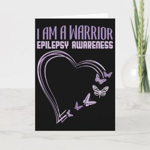 Epilepsy Awareness I'm A Warrior Heart Butterfly  Card