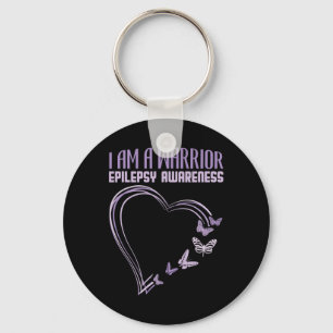 Epilepsy Awareness I'm A Warrior Heart Butterfly Key Ring