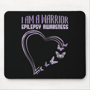 Epilepsy Awareness I'm A Warrior Heart Butterfly Mouse Pad