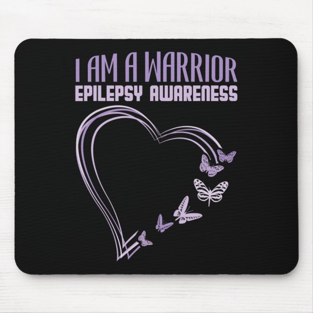 Epilepsy Awareness I'm A Warrior Heart Butterfly  Mouse Pad (Front)