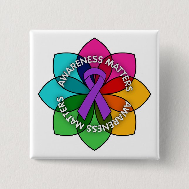 Epilepsy Awareness Matters Petals 15 Cm Square Badge (Front)