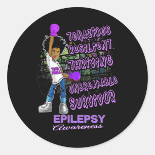 Epilepsy Awareness Melanin Black Women Unbreakable Classic Round Sticker