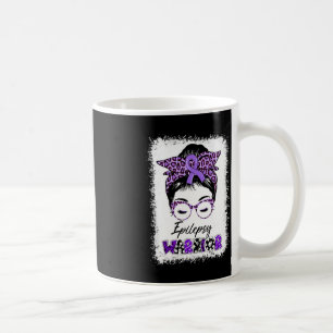 Epilepsy Awareness Messy Bun Warrior Leopard Banda Coffee Mug