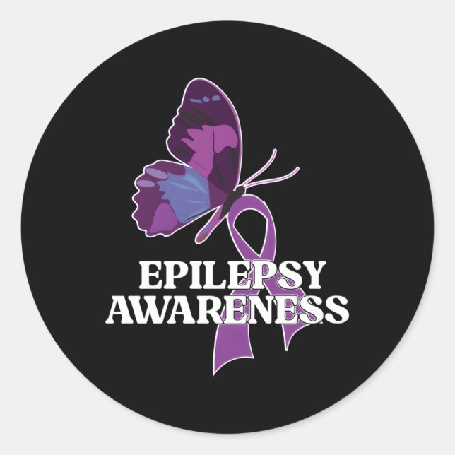 Epilepsy Awareness Month Butterfly Epilepsy Warrio Classic Round Sticker (Front)